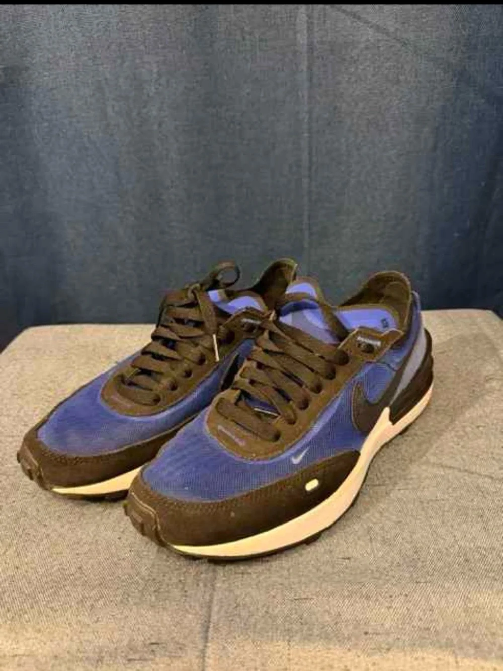 Nike Waffle One Blue and Black Sneakers 6Y